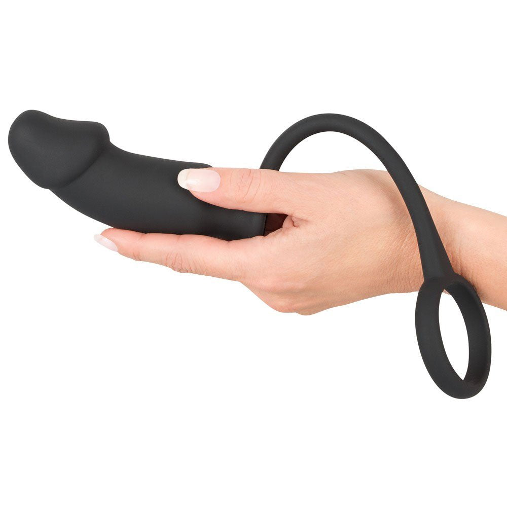 Cockring e plug anale 13 x 4,2 cm Nero