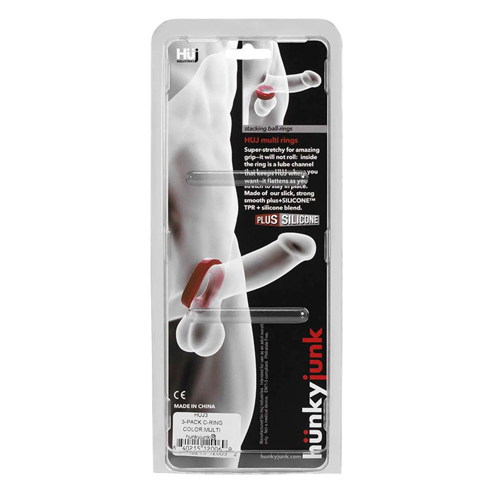 Hünkyjunk Cock Ring 3-Pack - Black Tar + Cobalt + Aqua