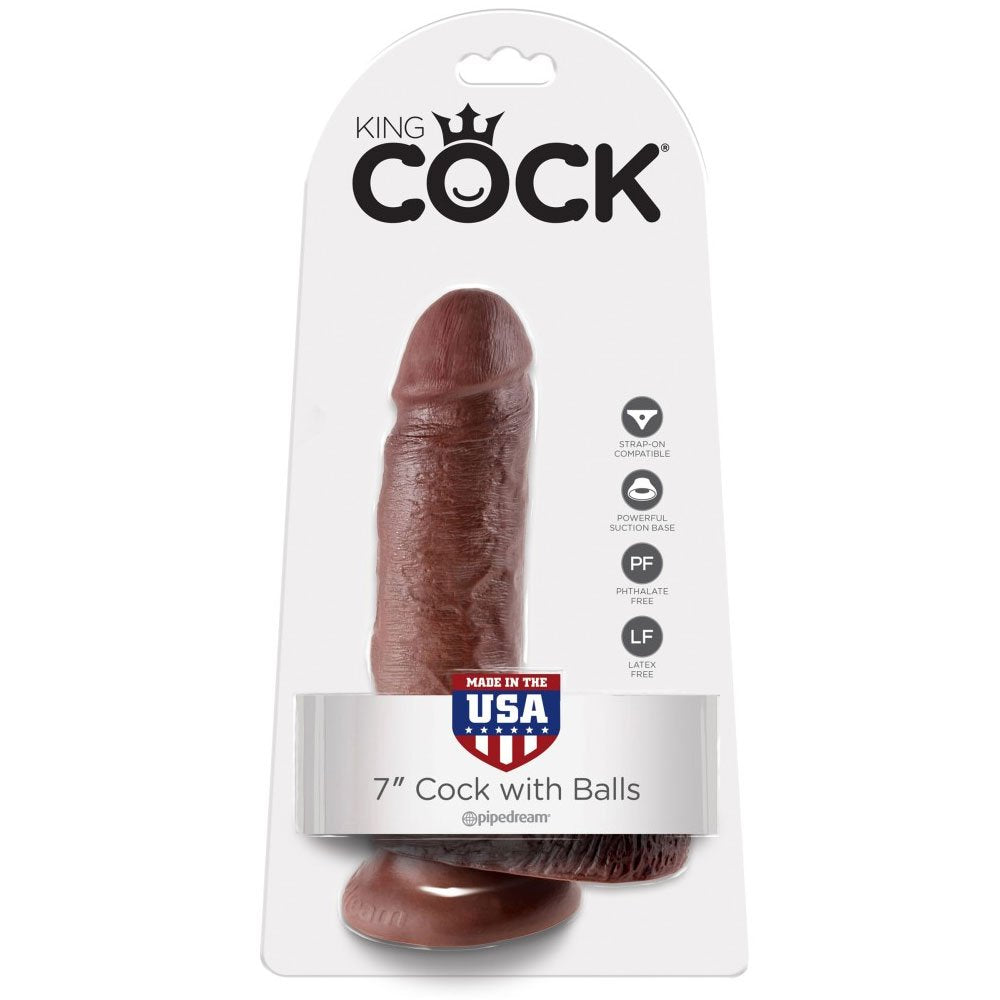 Pipedream King Cock - 7" Cock with Balls Brown