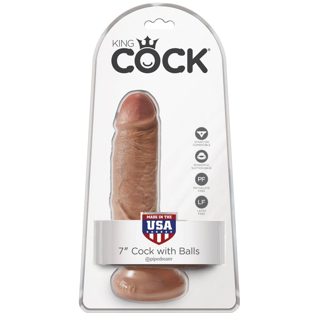 Pipedream King Cock - 7" Cock with Balls Caramel