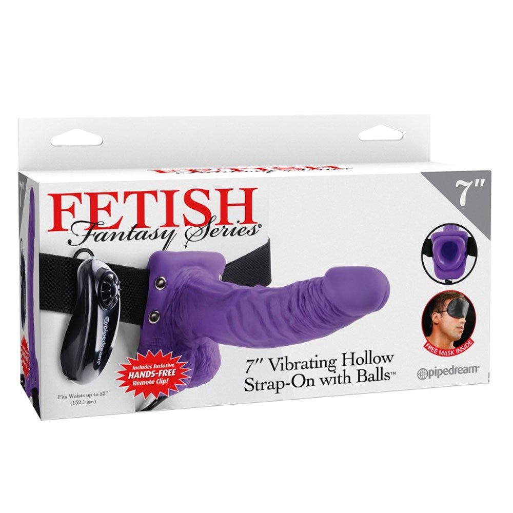 Pipedream Fetish Fantasy Series - 7' Vibrating Hollow Strap-On with Balls Purple