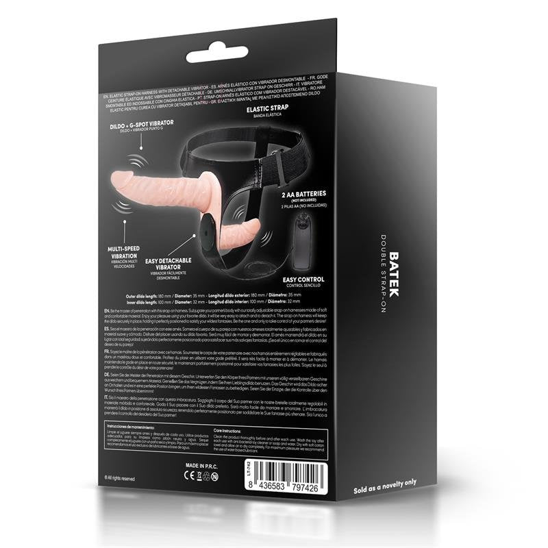 COLLEZIONE HARNESS LATETOBED Batek Imbracatura a doppio strap-on staccabile fino a G con telecomando a vibrazione