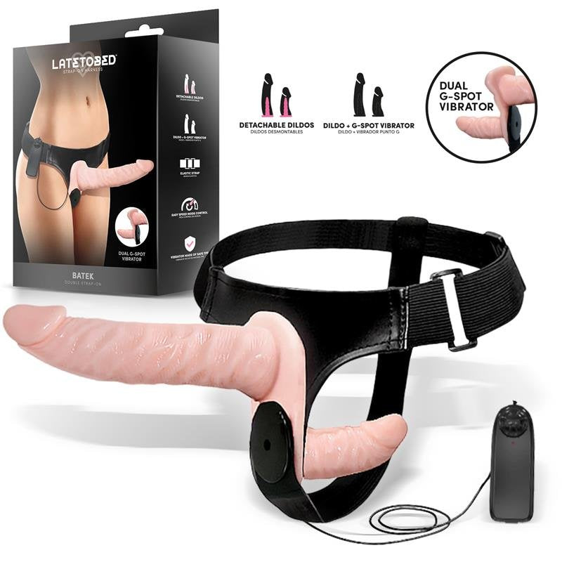 COLLEZIONE HARNESS LATETOBED Batek Imbracatura a doppio strap-on staccabile fino a G con telecomando a vibrazione