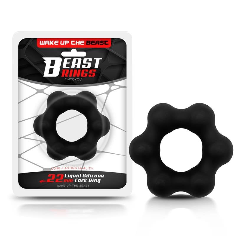 BEAST RINGS Anello per il pene in silicone liquido 2,2 cm Nero