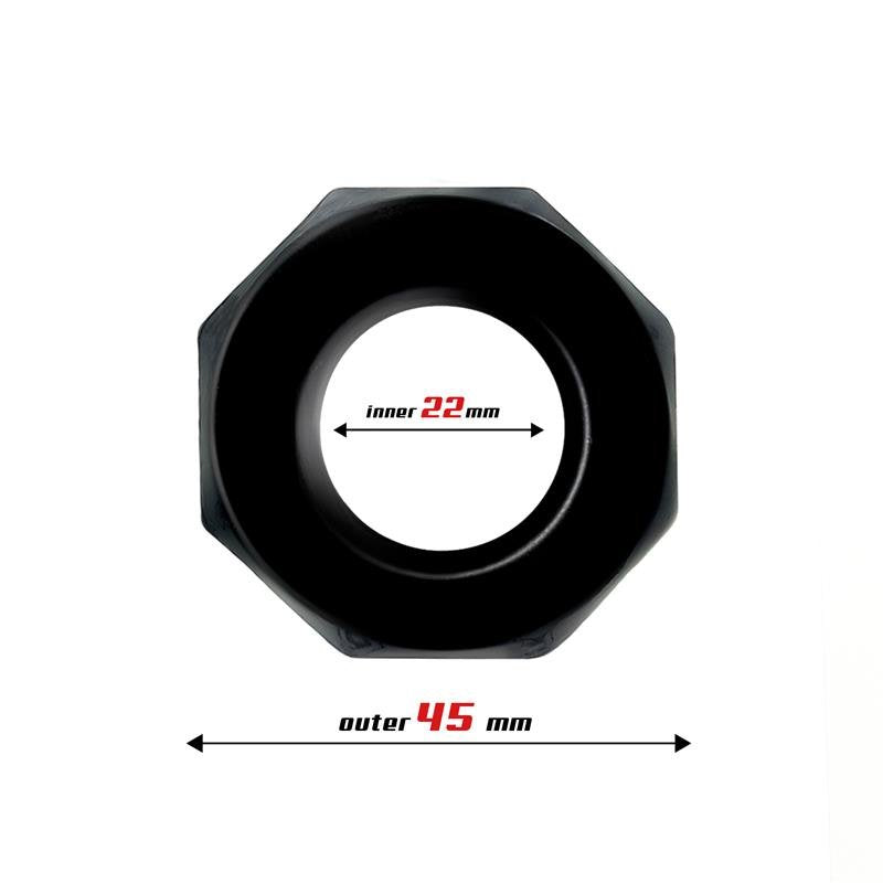 BEAST RINGS Anello per il pene super flessibile poligonale 2,2 cm Nero