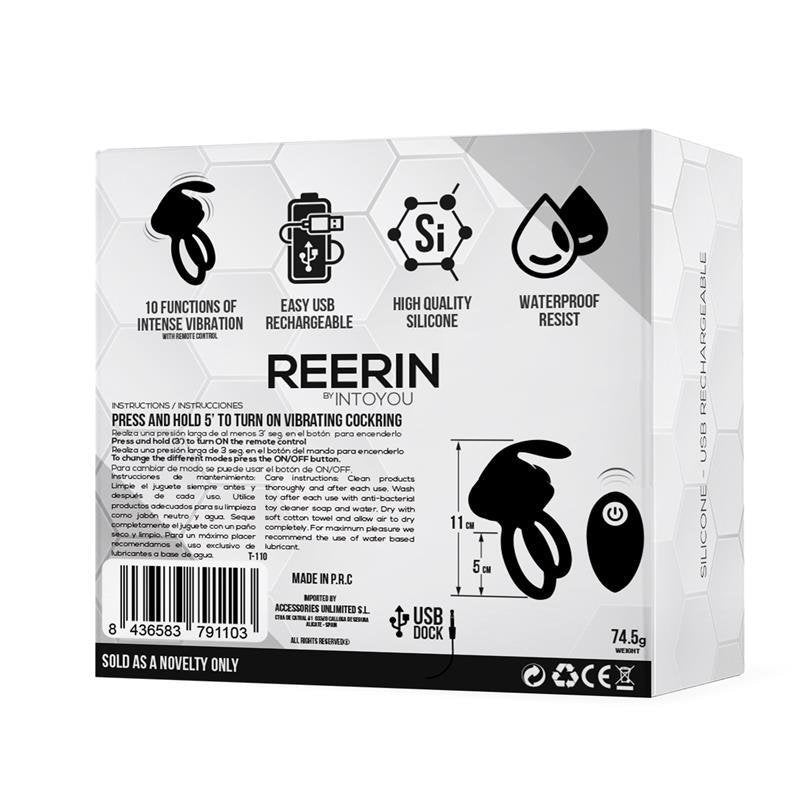 TARDENOCHE Reerin Doppio Anello Vibrante USB Telecomando USB Silicone