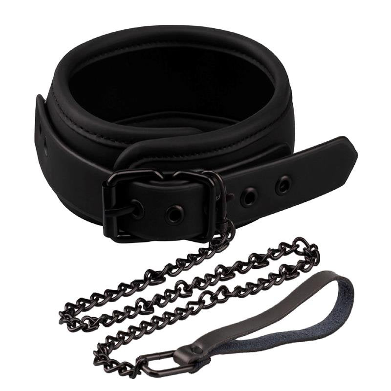 INTOYOU BLACK SHADOW Collare con guinzaglio in pelle vegana