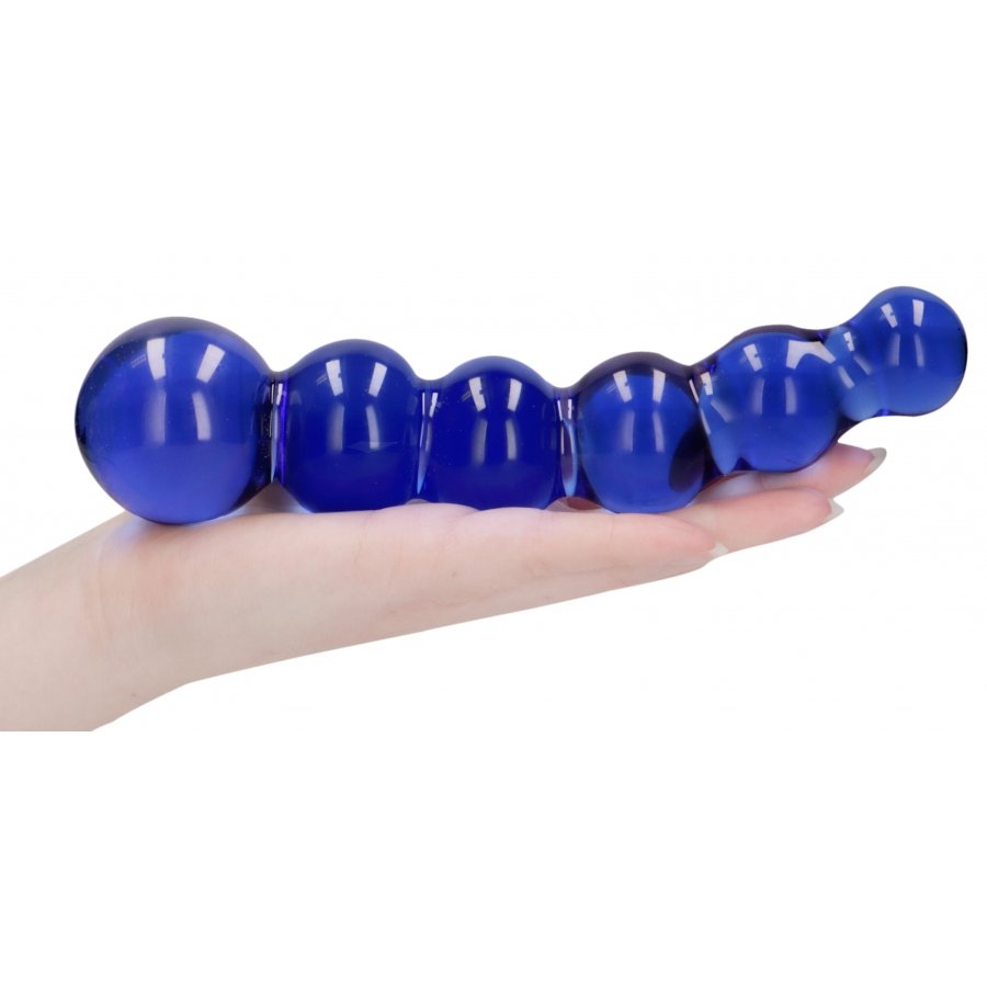 Dildo di vetro blu Planets 18 x 4,3 cm