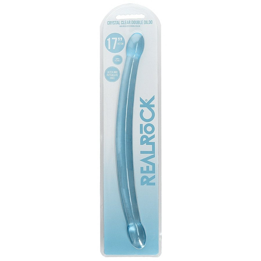 Dildo doppio di cristallo RealRock 42 x 3,5 cm blu