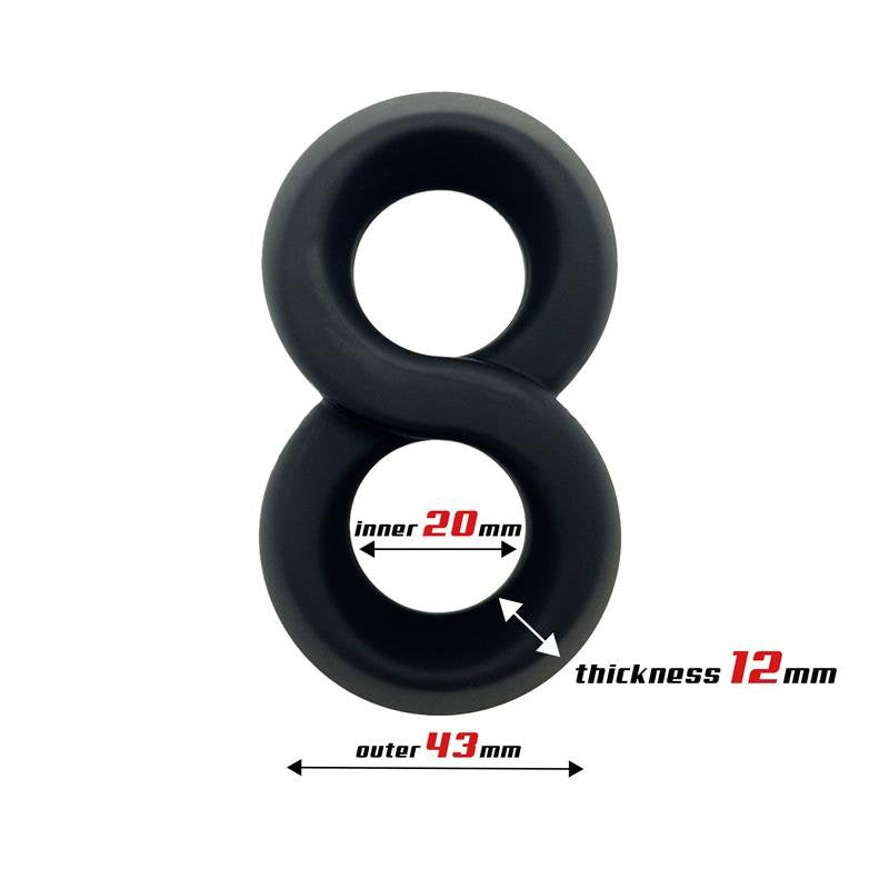 BEAST RINGS Anello doppio per pene 100% silicone liquido 2 cm Nero