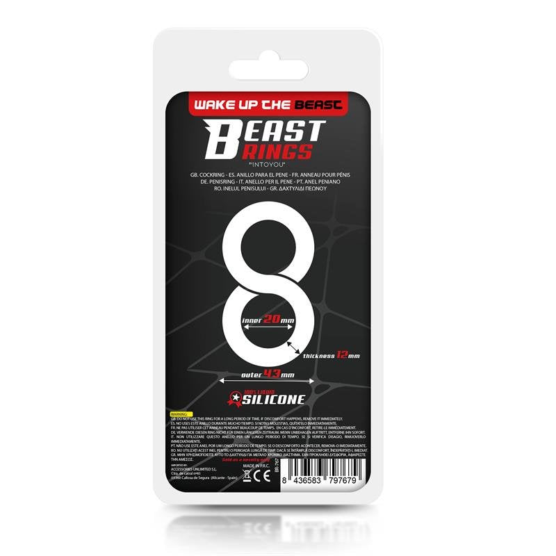 BEAST RINGS Anello doppio per pene 100% silicone liquido 2 cm Nero