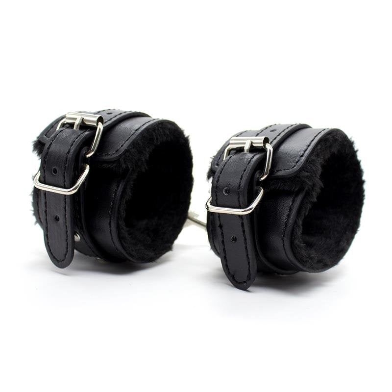 Manette regolabili foderate in pelliccia LATETOBED BDSM LINE 30 cm nere