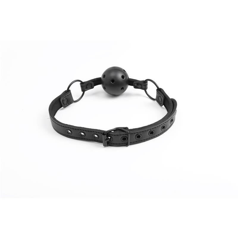 INTOYOU BLACK SHADOW Bavaglio a sfera regolabile e traspirante in pelle vegana