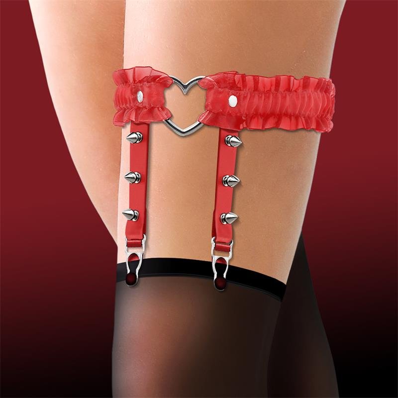 Giarrettiera CINDERELLA con cuore e volant in pelle vegana taglia unica