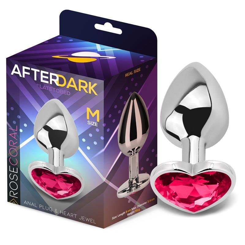 AFTERDARK Plug anale a forma di cuore rosa corallo taglia M