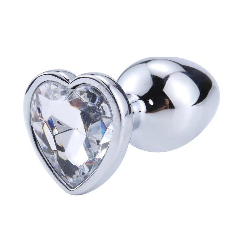 AFTERDARK Plug anale a forma di cuore bianco taglia S