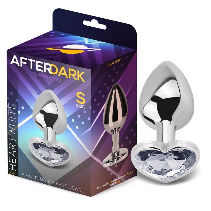 AFTERDARK Plug anale a forma di cuore bianco taglia S