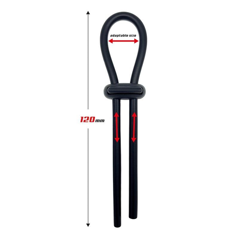 BEAST RINGS Anello per pene regolabile Lazo in silicone solido nero