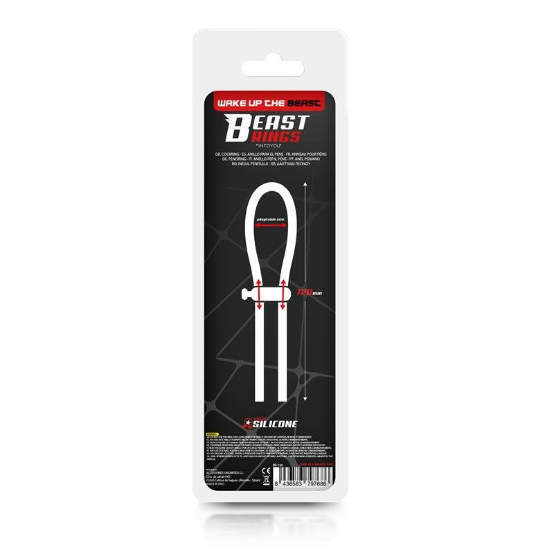 BEAST RINGS Anello per pene regolabile Lazo in silicone solido nero