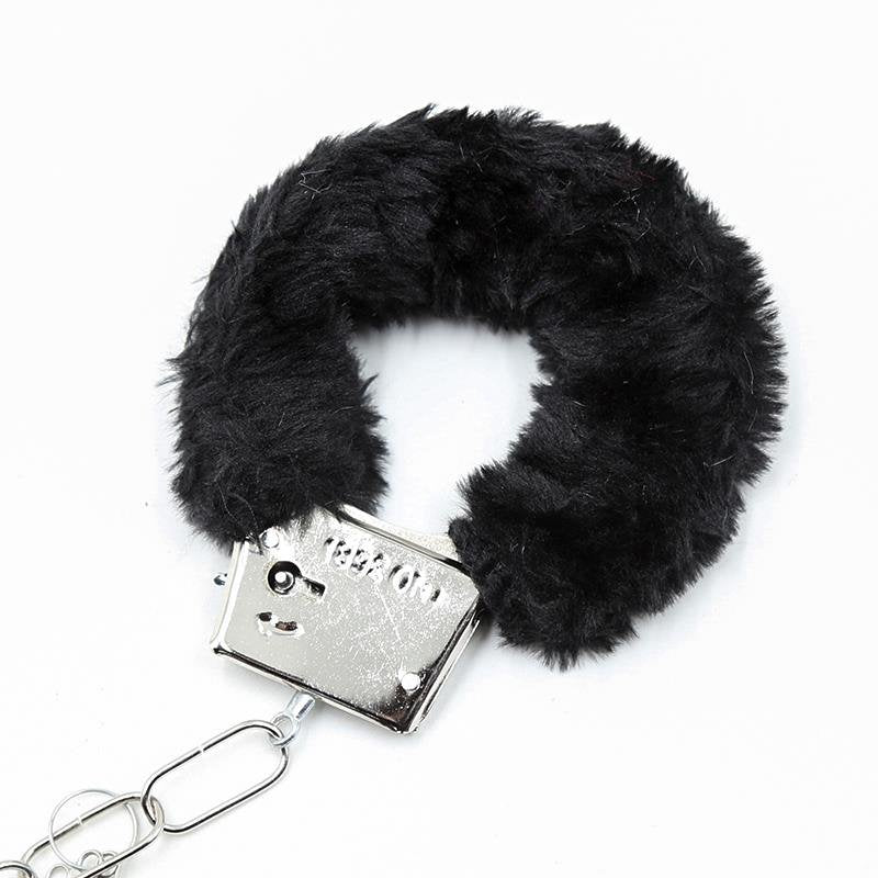 Manette in metallo pelose nere INTOYOU BDSM LINE
