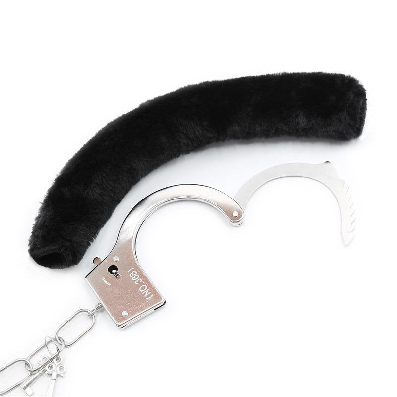 Manette in metallo pelose nere INTOYOU BDSM LINE