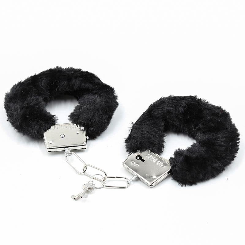 Manette in metallo pelose nere INTOYOU BDSM LINE