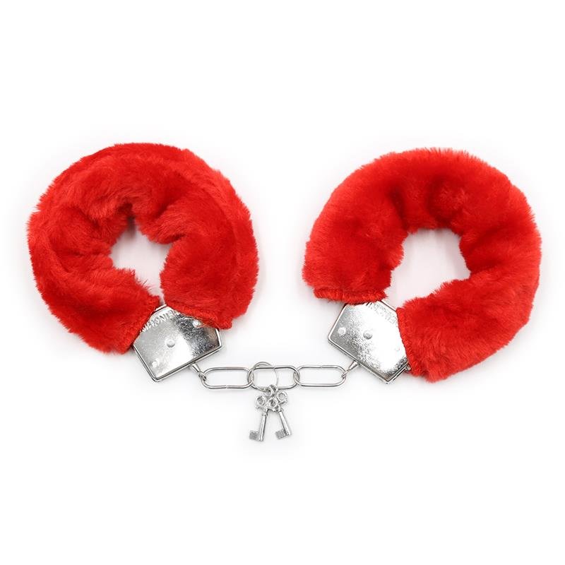 Manette in metallo pelose rosse INTOYOU BDSM LINE