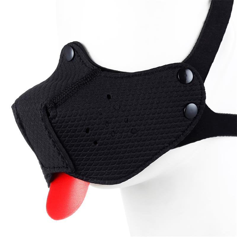 Maschera facciale per cuccioli in neoprene A-GUSTO regolabile e smontabile, nera