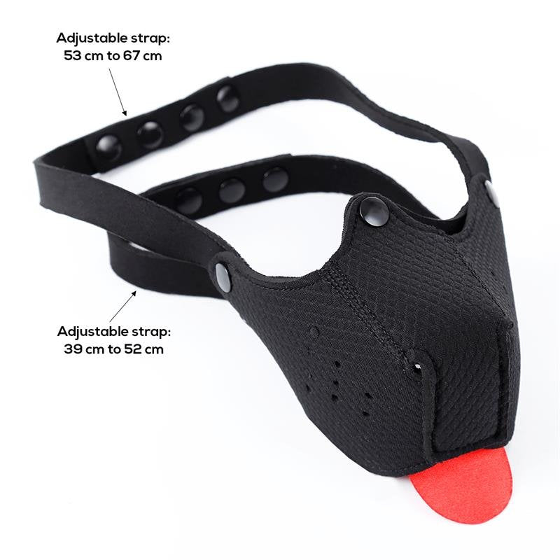 Maschera facciale per cuccioli in neoprene A-GUSTO regolabile e smontabile, nera