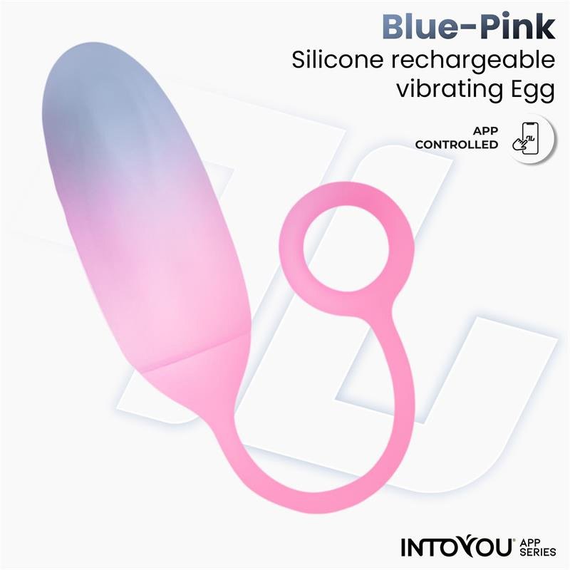 INTOYOU APP SERIES Uovo Vibrante con APP in Silicone a Doppio Strato Blu/Rosa