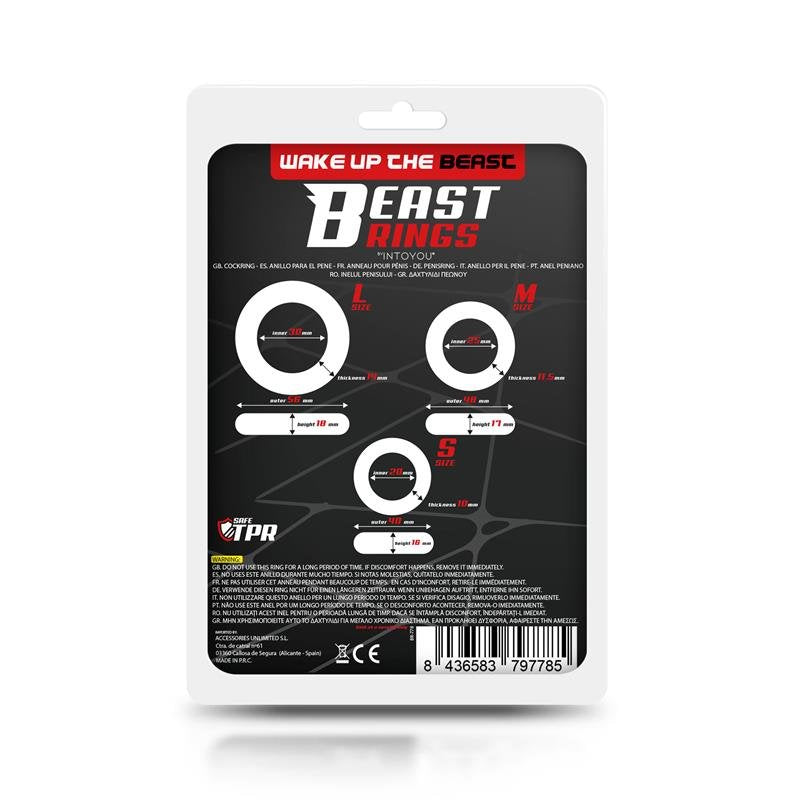 BEAST RINGS Set di 3 anelli per il pene flessibili trasparenti