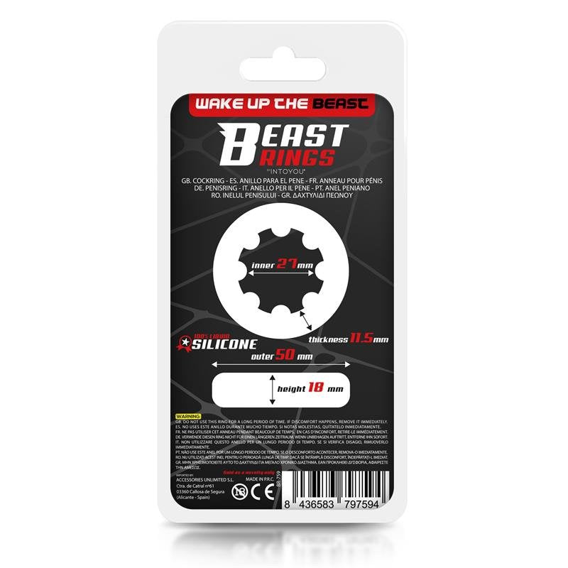 BEAST RINGS Anello per il pene in silicone liquido intrecciato 2,7 cm
