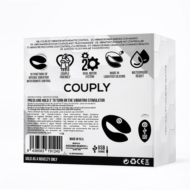 TARDENOCHE Couply Giocattolo di coppia con telecomando USB Unibody in silicone liquido