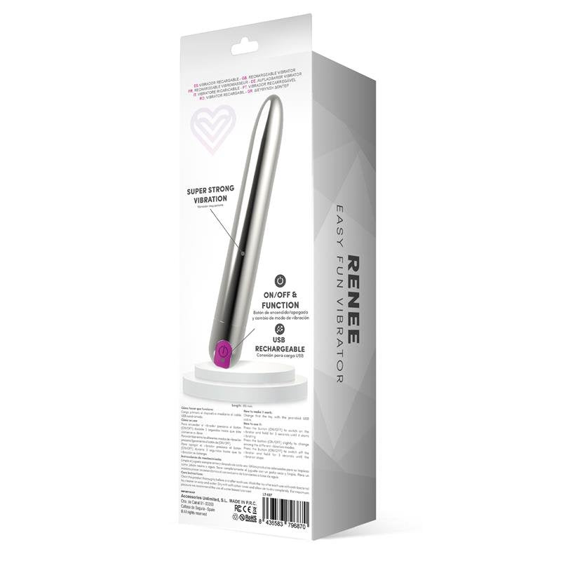 LATETOBED Renee Vibe 10 Funzioni Vibranti 18,5 cm USB Argento
